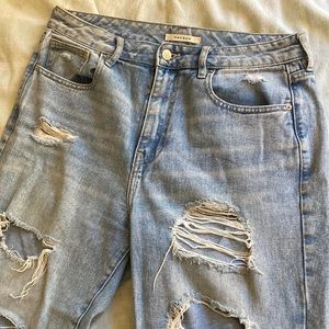 Pacsun faded light blue heavily ripped mom jeans size 9